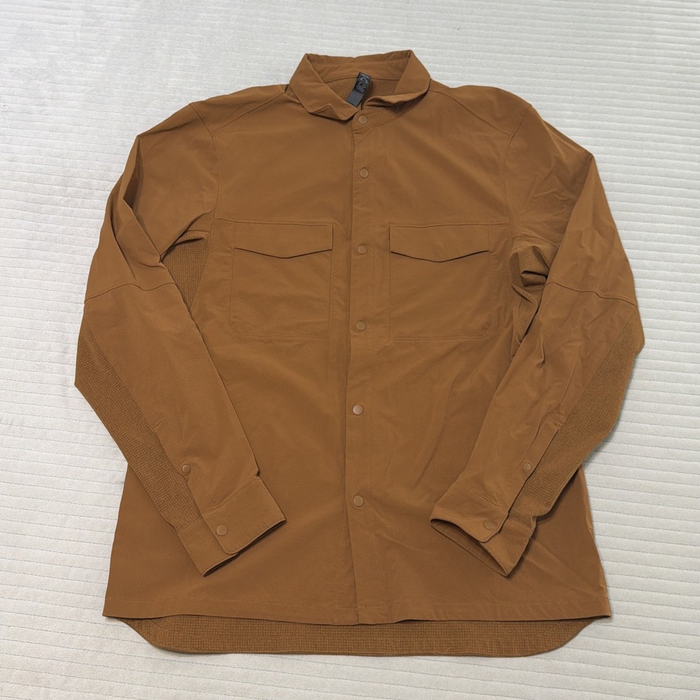 Lululemon Double Pocket Long Sleeve Overshirt Copper Brown Ventlight Mesh Shirt